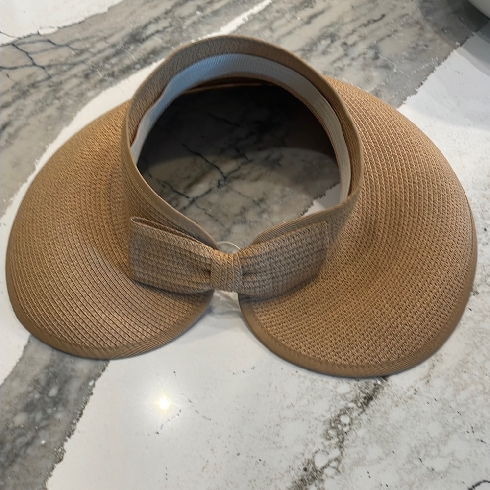Wide-Brim Bow Detail Visor Tan